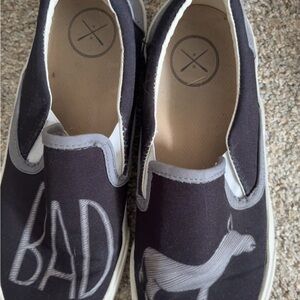 Graphic Black Slip-On Shoes